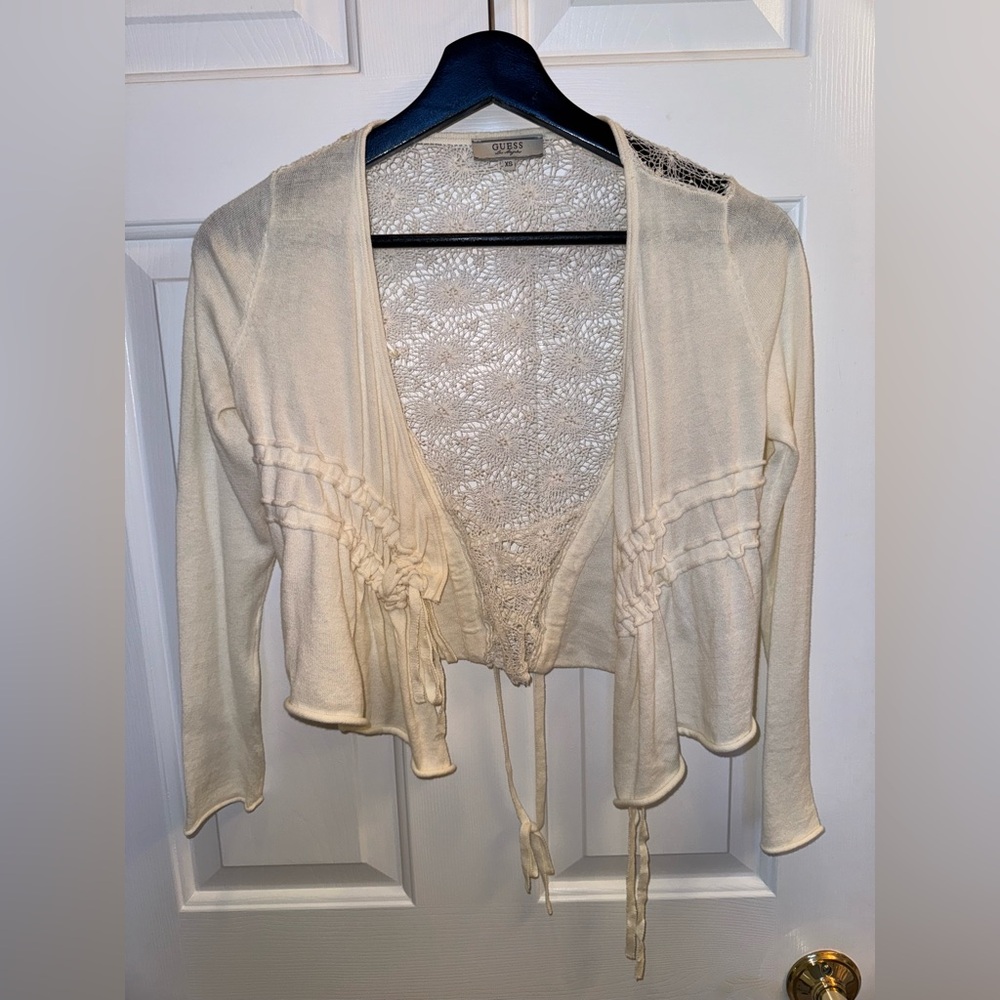 GUESS Cropped Sweater/ Cardigan in Cream, Size XS